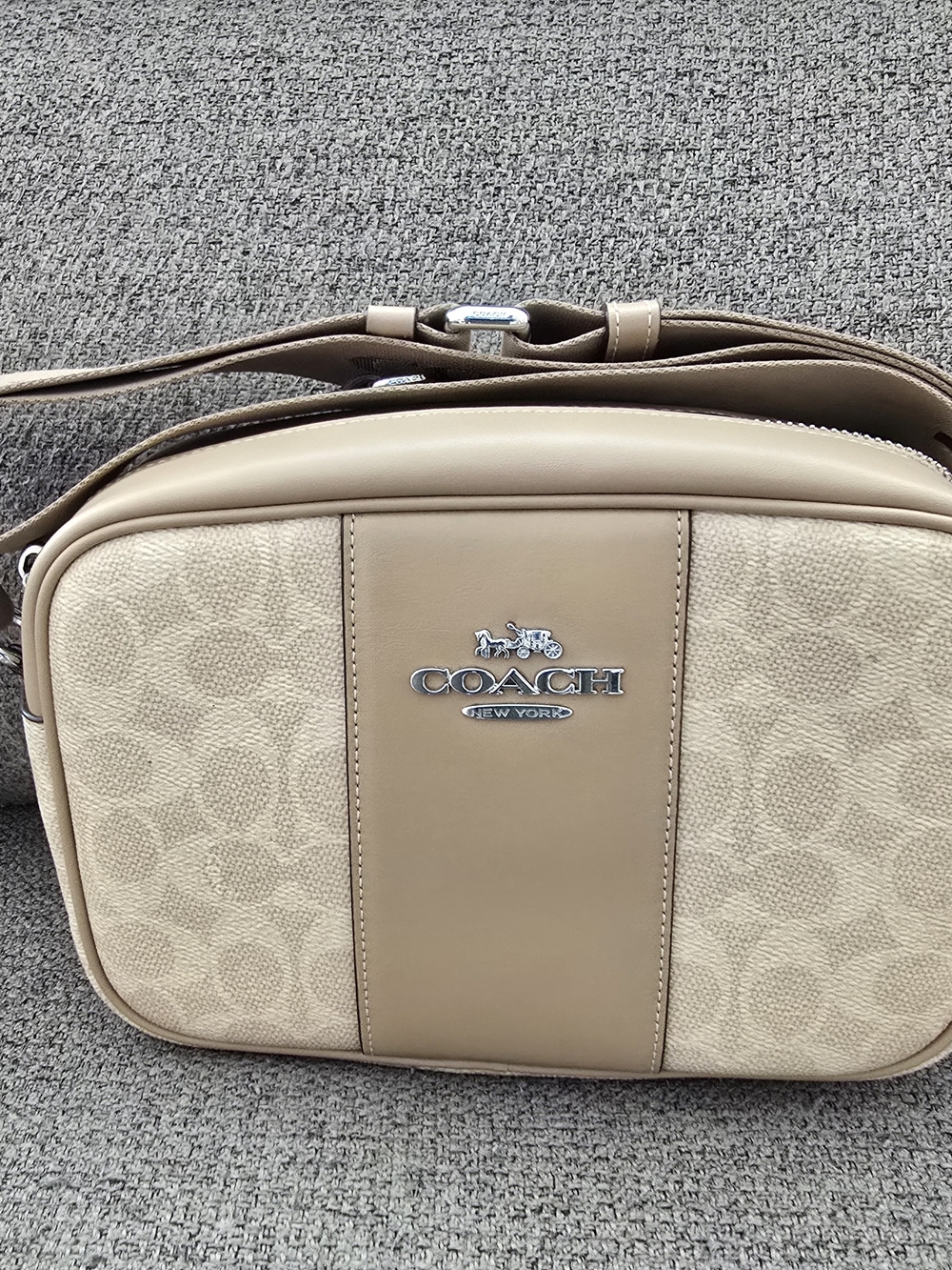 Coach Beige Signature Canvas and Leather Crossbody